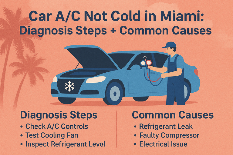 Car A/C Not Cold in Miami: Diagnosis Steps, Common Causes, and What to Do Next
