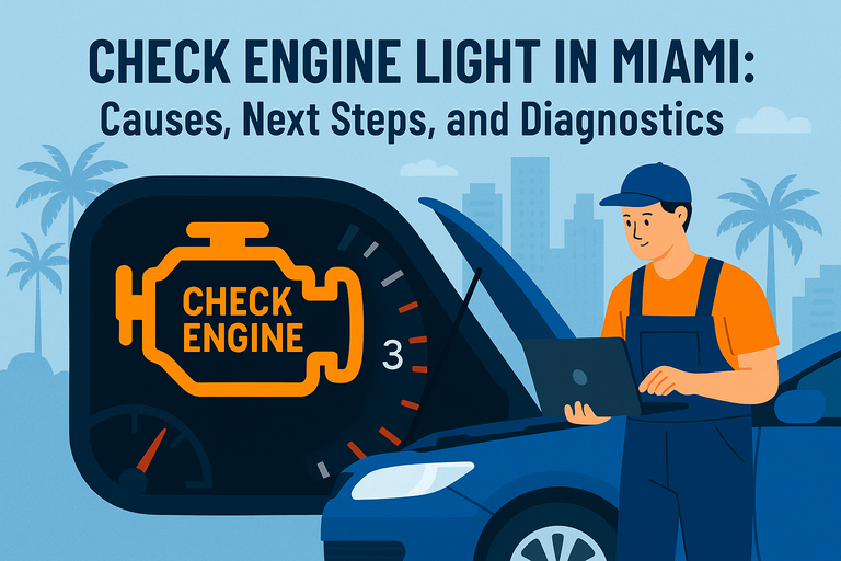 Check Engine Light in Miami: Causes, Next Steps, and What We Check First