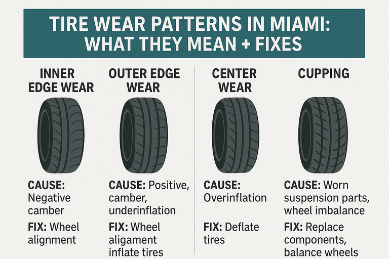 Tire Wear Patterns in Miami: What They Mean, What’s Causing Them, and How to Fix It