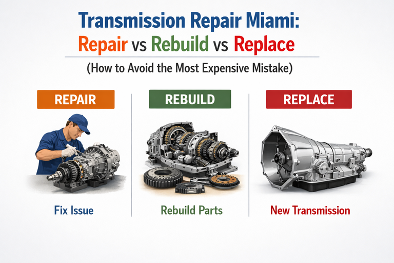 Transmission Repair Miami: Repair vs Rebuild vs Replace (How to Avoid the Most Expensive Mistake)